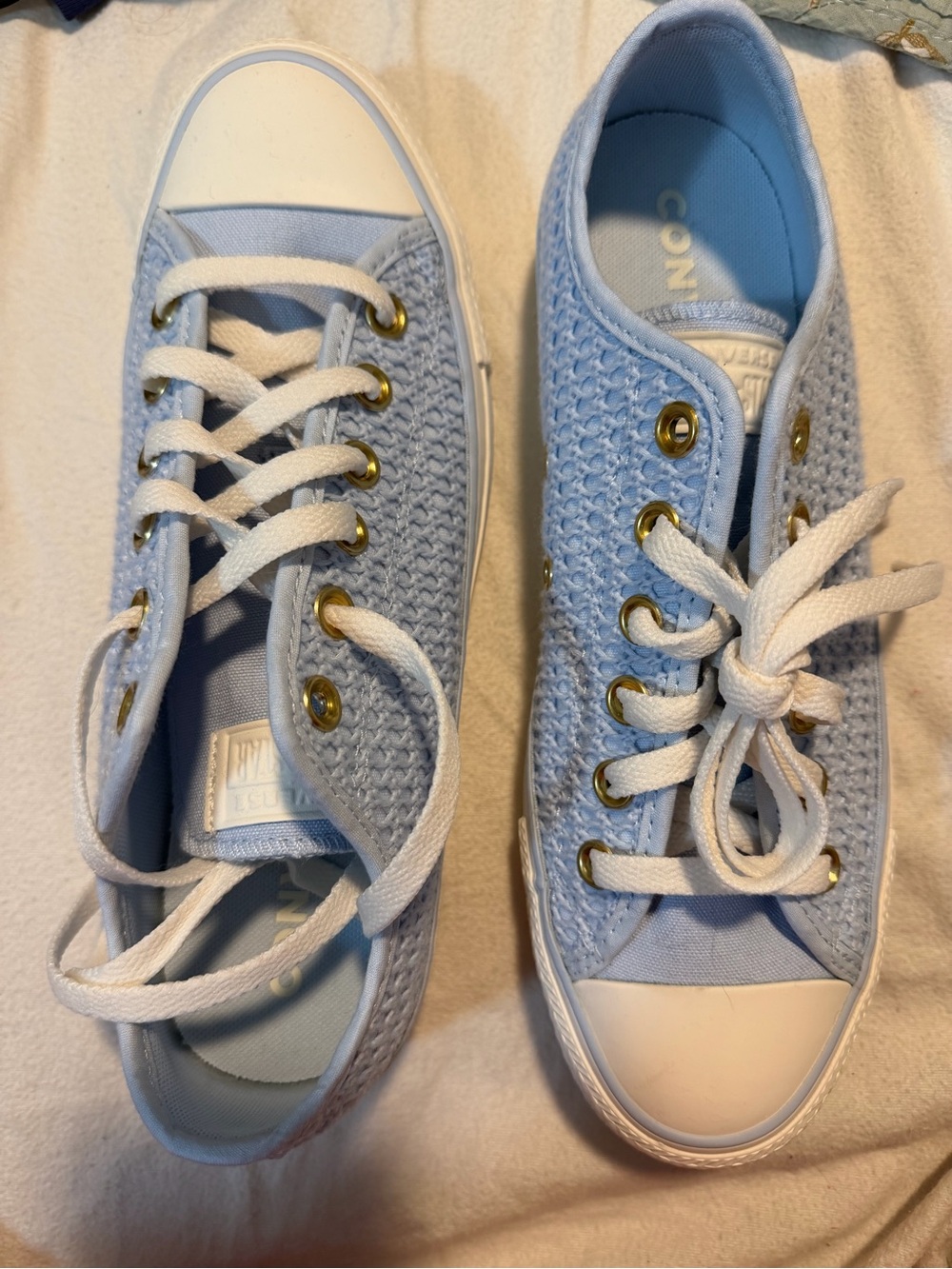 Converse Light Blue Crochet Low-Top Sneakers
